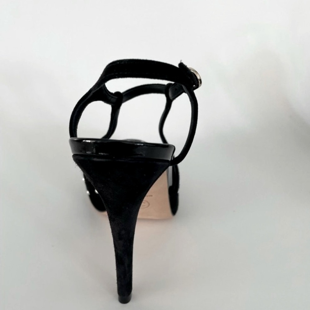 CHANEL Black Pearl Stiletto Ankle Strap Pump Size 37.5 $850 - Picture 2 of 6